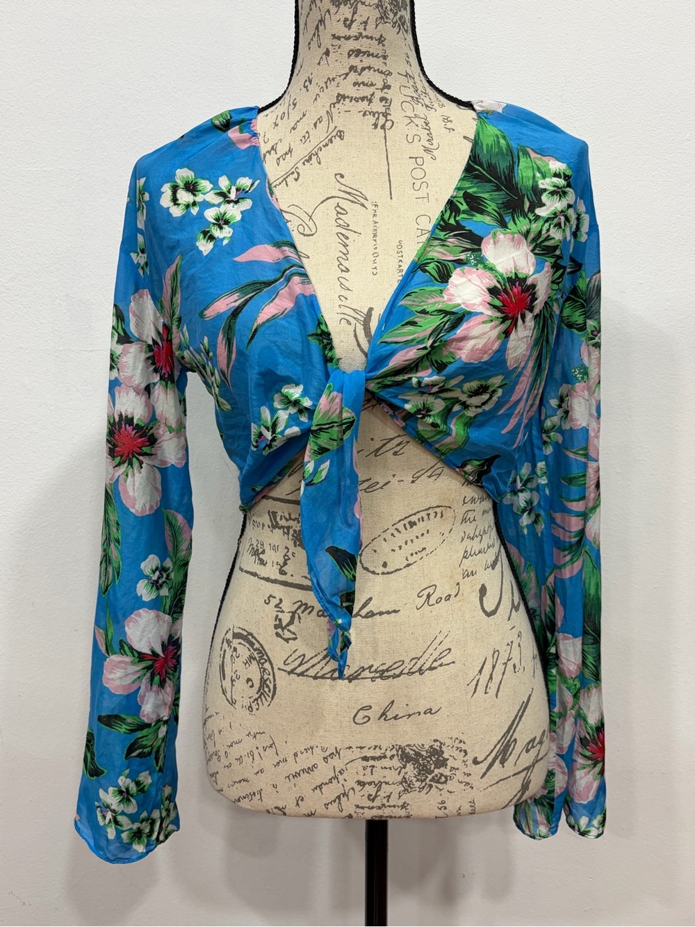 DIANE VON FURSTENBERG Sara cotton & silk wrap top XS